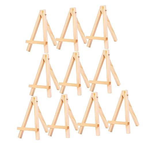 JEWEDECO 10 Stück Mini Holzstaffelei Für Tisch Dreieckige Präsentationsständer Praktischer Gemäldehalter Für Heimstudio Beige von JEWEDECO