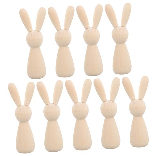 JEWEDECO 10 Stück Perlen Lose Steckpuppen Unvollendete Kaninchen Menschen Figurenform Puppe Unbemalte Steckpuppen Puppe Zum Basteln Steckspiel Unvollendete Puppenkörper von JEWEDECO