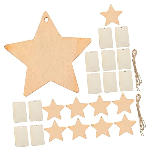 JEWEDECO 100 Sets Fünfzackige Stern Holzspäne Anhänger Graffiti Leere Geometrie Chips Handbemalte Graffiti Chips Unfertige Graffiti Chips Studenten Graffiti Chips DIY Chips von JEWEDECO