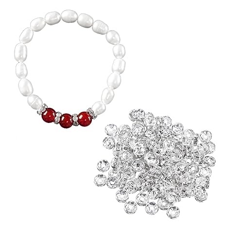 JEWEDECO 100 Stück Strass Rondell Abstandshalterperlen Plattiert Silber Perlenzubehör Für Schmuckherstellung Und DIY Kunsthandwerk Ideal Für Armbänder Und Halsketten von JEWEDECO