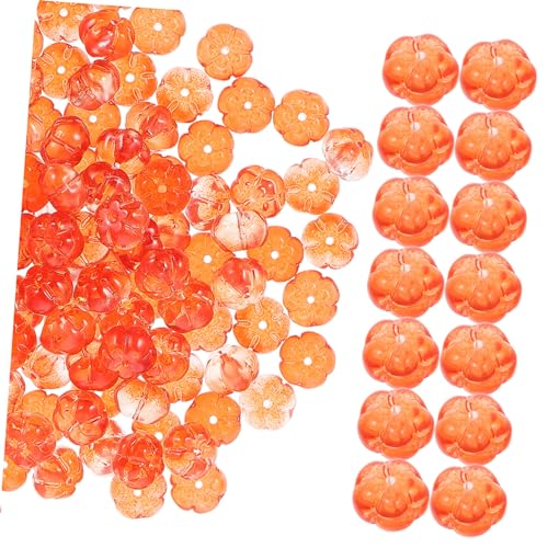 JEWEDECO 100St Kürbis-Perlen Schmuckherstellung aus Perlen armband DIY liefert DIY Girlande Perle halloween basteln halloween dekoration lose Perlen aus Glas Kürbis-Abstandsperlen Orange von JEWEDECO