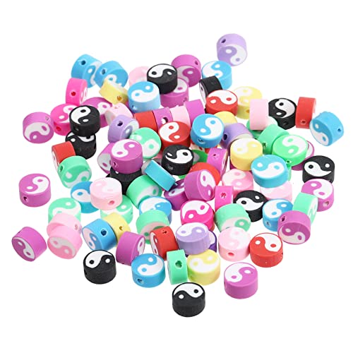 JEWEDECO 100St Polymer-Tai-Chi-Perlen Armbänder Korn Reize handgefertigte Schmuckperlen bracelet beads armbandperlen charms anhänger DIY Yin-Yang-Perlen Perle Charme Polymer-Ton Colorful von JEWEDECO