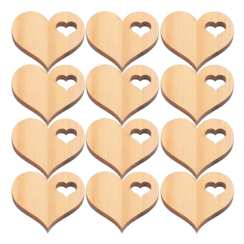 JEWEDECO 100St liebe Hackschnitzel Herzaufkleber groß Herzhände Papierherzen Herz-Siegel-Aufkleber Perlen jahrestag reminescence wohnungsdeko DIY-Herzscheiben DIY Holz Beige von JEWEDECO