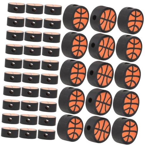 JEWEDECO 100st Kugelperlen Aus Polymerton Basketball-abstandsperlen Perlen-anhänger Basketball-anhänger Perlen Zur Schmuckherstellung Basketballförmige Perle Sport-themen-charme Polymer-ton von JEWEDECO