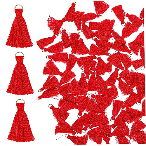 JEWEDECO 100st Mini-quasten Mini-dekor Handgefertigte Quasten Zum Nähen Quasten Zum Basteln Diy Zubehör Dekorationen Für Die Haustür Dekor Für Zu Hause Diy Ohrringquasten Rot Polyester von JEWEDECO