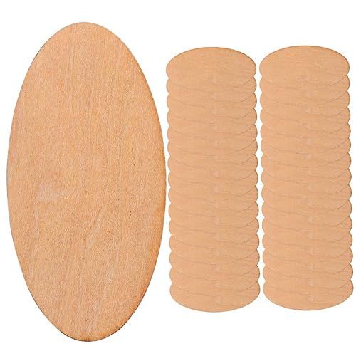 JEWEDECO 100st Ovale Holzspäne Leerzeichen Holzig Diy Liefert Herstellung Leere Etiketten Heimdekoration Unfertige Ovale Ausschnitte Verschönerung Handwerk Leere Ornamente von JEWEDECO