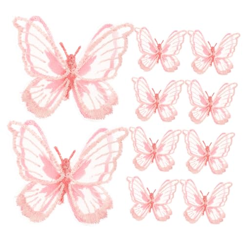 JEWEDECO 10St Bestickter Spitzenschmetterling Stickereiflecken Schmetterlinge Kleiderflicken Vorhang Dekoration Kleidungsreparatur Patches Bastelzubehör zum Nähen Nähzubehör Rosa von JEWEDECO