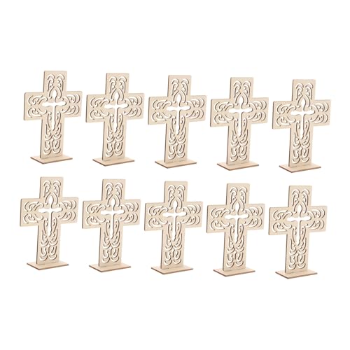 JEWEDECO 10St Kreuzverzierung Holzkreuz Dekoration Holzkreuz Schmuck Holzstücke Kreuze Tischschild Tischdekoration mit Kreuzen unvollendetes Holzhandwerk Kreuzform schmücken hölzern von JEWEDECO