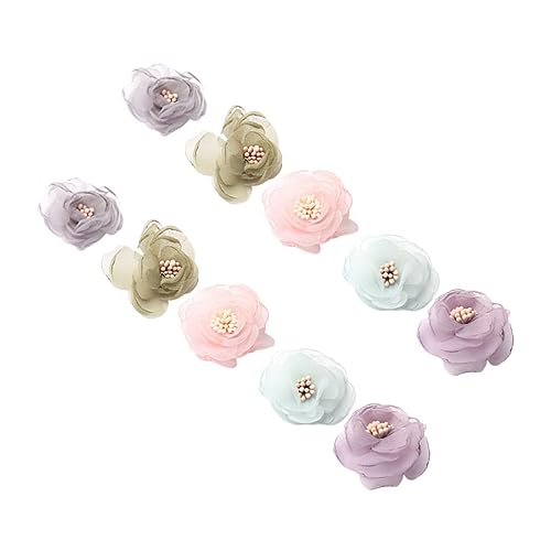 JEWEDECO 10St Tuch Zubehör Beige rosa Tischläufer Festival-Accessoires grüner Tischläufer blaues Band Bausatz Broschen DIY für Kleidung Chiffonblume von JEWEDECO