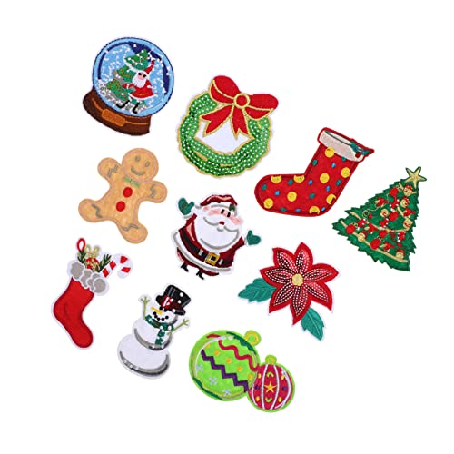 JEWEDECO 10St Weihnachtsflecken Flicken für Kleidung DIY-Patches für Kleidung Weihnachtsmann-Patch weihnachtsdeko christmas decorations Stickereiapplikationen Rucksack-Patches Polyester von JEWEDECO