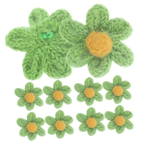 JEWEDECO 10St kleiner Blumenbeet weiße Kunstblumen gelbe blumen künstlich künstliche Hortensienblüten Flecken künstliche Blumen Dekore nähen Kleidungs-Patch-Ornamente DIY-Patches Garn Green von JEWEDECO