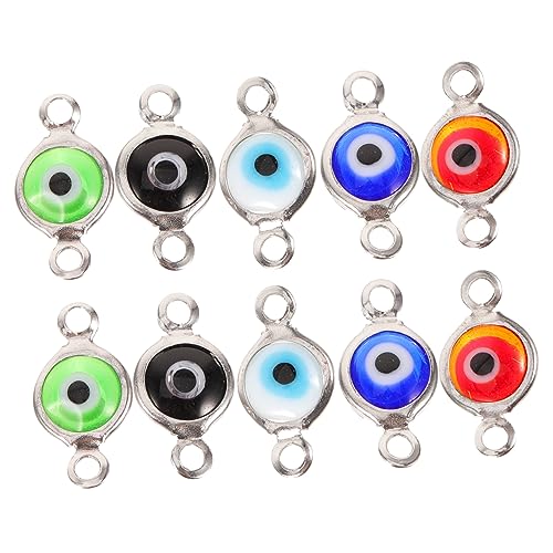 JEWEDECO 10st Armband Böser Blick-ornament Glücksanhänger Böser-blick-zauber Selber Machen Ohrring-anhänger Evil Eye Schmuckverbinder Bastelzauber Blaue Augen-anhänger Schmuckfunde Metall von JEWEDECO