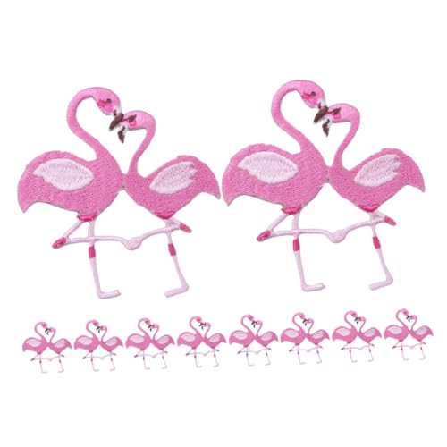 JEWEDECO 10st Flamingo-patch Applikation Nähen Kleine Kleiderflicken Taschenapplikation Nähen Von Gestickten Applikationen Rucksackapplikation Patches Nähen Gestickte Aufnäher Rosa Stoff von JEWEDECO