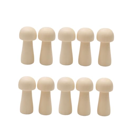 JEWEDECO 10st Pilzpuppe Aus Holz Japanische Spielzeuge Kinder Malen Spielzeug Puppenspielzeug Malspielzeug Specht Puppe Kokeshi-puppen Holzpuppe Pilz Bambus von JEWEDECO