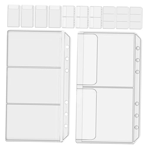 JEWEDECO 12 Stück Transparente Pvc Organizer Taschenbinder Geldbeutel Kartenbinder 6 Loch Karten Aufbewahrungsbeutel von JEWEDECO