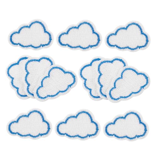 JEWEDECO 12 Stück Wolkenform-stickerei-patches Zum Aufbügeln, Süße Wolken-applikationen, Diy-wolken-verzierungen, Applikation, Abzeichen, Schild Für Kleidung, Kostüm von JEWEDECO