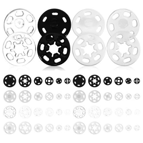 JEWEDECO 120 Sets Druckknöpfe Zum Annähen Snap Buttons Halbt Transparent Und Transparent Ideales Snap Fastener Kit Für Kleidung Und von JEWEDECO