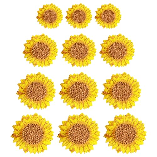 JEWEDECO 12St Gestickter Sonnenfleck Blumenbeete Sonnenblumen-Stickpatches Dekoration von Kleidung Einzigartige Dekoration Kleidung gestickter Aufnäher gestickte Applikationen Stoff von JEWEDECO