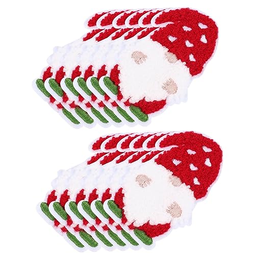 JEWEDECO 12st Weihnachts-patch-stickerei Cartoon Patches Zum Aufnähen Aufnäher Weihnachtsapplikationen Weihnachten Nikolausmütze Patch Gestickte Applikationen Santa Mantel Flecken Polyester von JEWEDECO