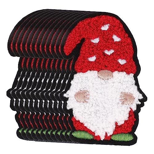 JEWEDECO 12st Weihnachts-patch-stickerei Weihnachtsflecken Für Kleidung Weihnachtsmann-patches Weihnachtsapplikation Patch Santa Gestickte Aufnäher Weihnachtswichtel-patches Dekor Polyester von JEWEDECO