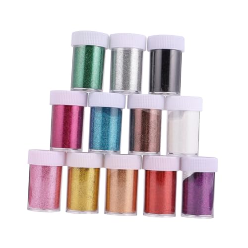 JEWEDECO 12st -glitter-pulver Flasche Glitter-perlen-pulver Nagel-kits Nagelkunst Pailletten Nagelglitzer Glitzerpuder Für Nägel Kosmetischer Glitzer Für Das Gesicht Black Abs von JEWEDECO