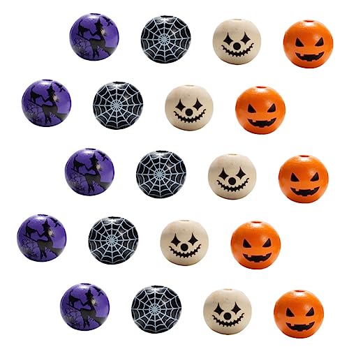 JEWEDECO 160 Stk Halloween-holzperlen Halloween-kranz Anhänger Diy Perlen Spinnennetz-abstandsperle Halloween-girlande Laternendekor Wandgirlande Diy Perlen Charm Halter Für Halskette von JEWEDECO