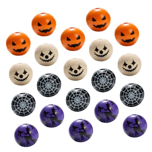 JEWEDECO 160 Stück Halloween Holzperlen, DIY Schmuckzubehör, Perlen Für Diy, Runde Bastelarbeiten, Holzperlen, Wandgirlande, DIY Perlen, Dekorative Lose Perlen, Kreative Holzperlen, von JEWEDECO