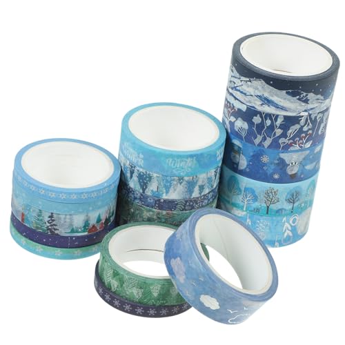 JEWEDECO 19 Rollen Washi Tape zum Aufzeichnen Scrapbook-Klebeband Thema weihnachtliche Washi-Tapes DIY Washi Tape basteln süßes Washi-Tape-Masse Japanisches Papier Blue von JEWEDECO