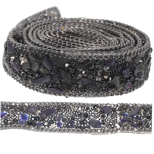 JEWEDECO 1Stk Bohrstange Glitzerband Strassband glänzendes Netz zuschneiden handwerk machen band Perlenband besticktes Band Strass-Mesh-Band Harz-Strass-Gurtband Bastelmaterial Black von JEWEDECO