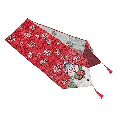 JEWEDECO 1Stk Weihnachten Sackleinen Stickerei Weihnachtstischdekoration Feiertagstischdecken Weihnachts-mitteldecken Christmas Table Cloth Tuch für Tisch Weihnachten dekorative Tischdecke von JEWEDECO