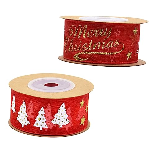 JEWEDECO 2 Rollen Schleife ribbon bandfeile weinachtendecor DIY-Basteln boxen Weihnachtsband zum Verpacken von Geschenken Ornamente Weihnachtsbänder dekoratives Band Polyester rot von JEWEDECO