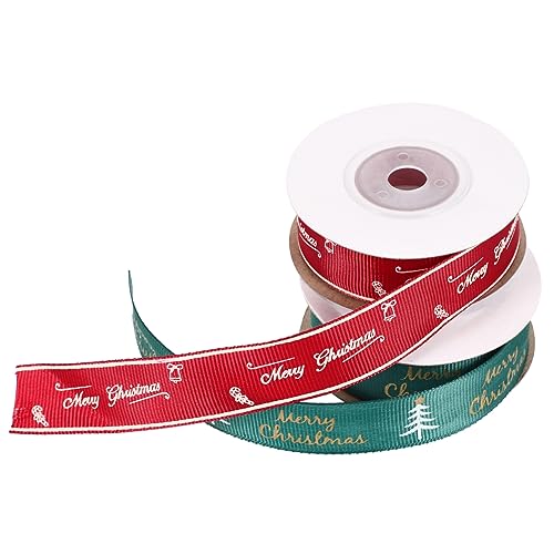 JEWEDECO 2 Rollen Weihnachts bedrucktes Feiertags-Polyesterband weihnachtsband dekor Verpackungsband Zierband ribbon bandfeile Weihnachtsfeier gefallen Bastelbänder zum Einwickeln von JEWEDECO