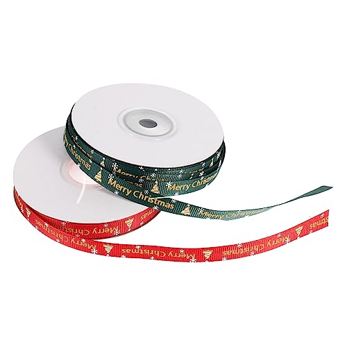 JEWEDECO 2 Rollen Weihnachts bedrucktes drahtband weihnachtsverpackungsband Partybänder Banddekor ribbon bandfeile weihnachtsband dekor Bastelbänder zum Einwickeln Polyester von JEWEDECO