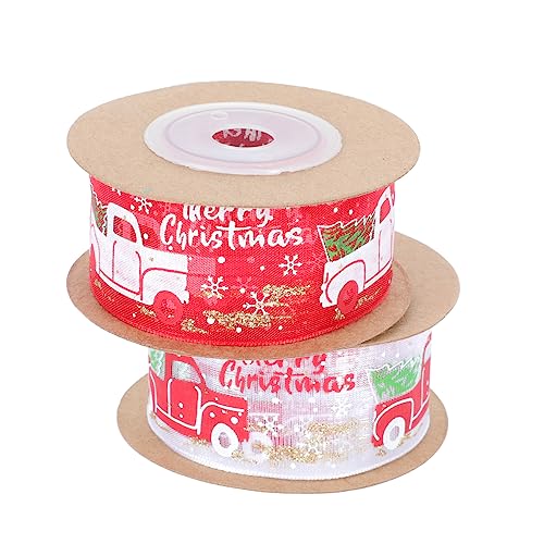 JEWEDECO 2 Rollen Weihnachtsband Wickelband Rotes Lkw-band Auto Rote Girlande Cartoon-band Hochzeitsdekoration Auto-dekor Weihnachtsgeschenkband Rotes Dekor Polyester Colorful von JEWEDECO