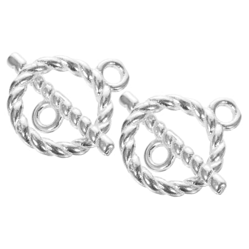 JEWEDECO 2 Sätze DIY Schmuckverschlüsse Silberne Knebelverschlüsse Armband Verschluss Metallstangen Und Ringverschlüsse Verbinder Für Schmuckherstellung von JEWEDECO