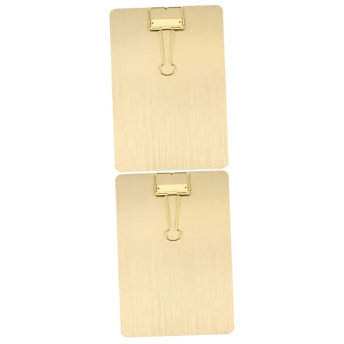 JEWEDECO 2 Stk A5 Notiz Klemmbretter für Kinder Menü Zwischenablage Menübeleg clipboard Schreibbrett mit Klemme schulsachen Dateiclip Hartfaserplatte Klemmbrett Edelstahl Golden von JEWEDECO