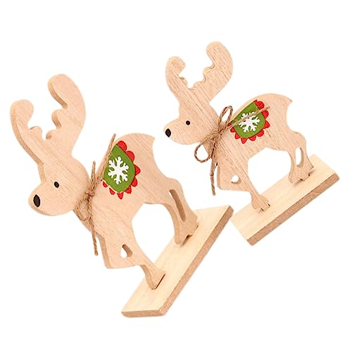 JEWEDECO 2 Stücke Weihnachten Elk Ornament Kid Montage Weihnachtsdekor Lustiger Holzblock von JEWEDECO