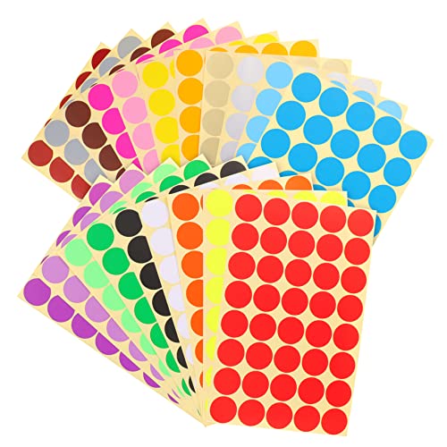 JEWEDECO 20 Blätter Polka Dot Label-aufkleber Aufkleber Mit Kleinen Nummern Mini-punkt-aufkleber Kreisförmig Runde Farbige Aufkleber Winzige Etiketten Tagespunkte Kupferplattenaufkleber von JEWEDECO