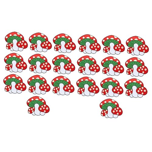 JEWEDECO 20 Stk Pilz-diy-patch Nähpflaster Stickerei-patch-aufkleber Mini-aufkleber Stickerei Nähen Patches Stickereiflecken Stoff-pilz-anhänger Craft-patches Stoffflecken Polyester Rot von JEWEDECO