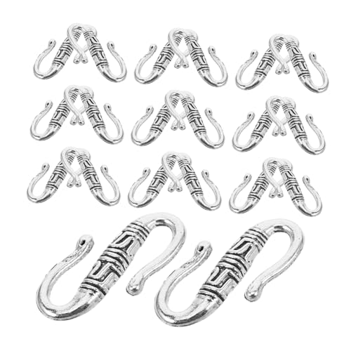 JEWEDECO 20 Stück Tibetische Silber Accessoires S Schnalle Retro Schmuck S Haken Tibetische Verschlüsse Tibetische Knebelverschlüsse Sterling Silber Kippverschluss Tibetische S von JEWEDECO