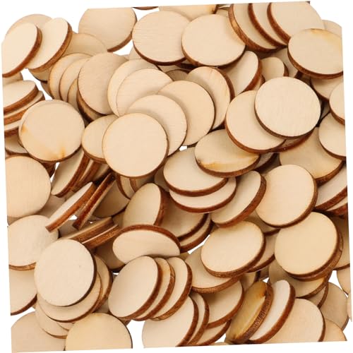 JEWEDECO 200 Stück Diy Handgemachte Holzstücke Leere Etiketten Quadratische Etiketten Mini Unvollendeter Runder Scheibenkreis Diy Zubehör Runde Etiketten Sternscheiben Aus Holz Khaki von JEWEDECO