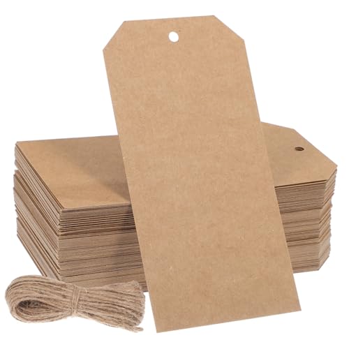 JEWEDECO Etikett Tags Zur Beschriftung Krawattenetiketten Aus Braunem Kraftpapier Mit 20 Schnur Leere Versandetiketten Für Beschriftung Und Inventar Perfekte Tags Für Etikettierung Und von JEWEDECO