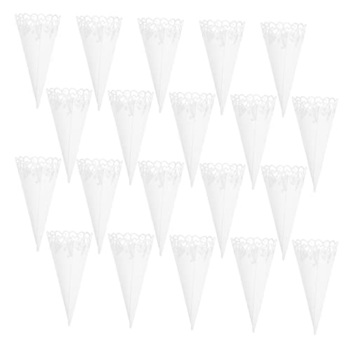 JEWEDECO 20St Papierbrunnen weiße Konfetti- Hochzeitsfeier-Dekoration Konfetti- aus Kraftpapier Hochzeitskegel Eistüte hochzeitsdeko komfetti Blütenkegel aus Blumenpapier von JEWEDECO