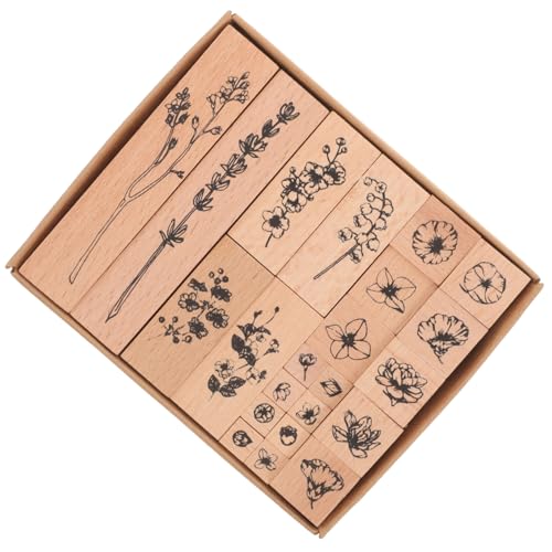 JEWEDECO 22 Stück Holz Scrapbooking Stempel Blumen & Pflanzen DIY Holzstempel Perfekt Für Journaling Karten Und Bastelprojekte von JEWEDECO