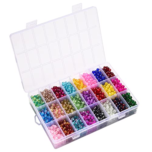 JEWEDECO 24 Fächer Glasperlen Set 8mm Bunte Crackle Beads Für Schmuckherstellung Armbänder Ketten Und Handwerksprojekte Perfekte Spacer Und Loose Beads Für Kreatives von JEWEDECO