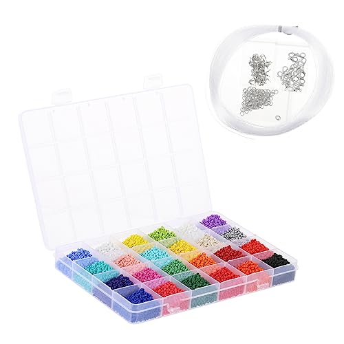 JEWEDECO 24 Gitterperlen Set Zarte Glasperlen Bunte Abstandshalter Lose DIY Schmuckperlen Für Armbänder Halsketten Und Bastelprojekte Transparente Perlen Zum Auffädeln von JEWEDECO