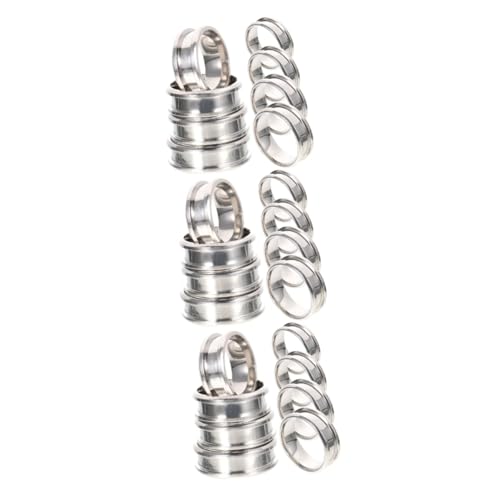 JEWEDECO 24 Stk geriffelter Ring schlichter Ring silberne glatte Ringe Ringkern Kreis edelstahlring valtinstaggeschenke Schmuck Ringrohlinge glatte Fingerringeinstellung Rostfreier Stahl von JEWEDECO