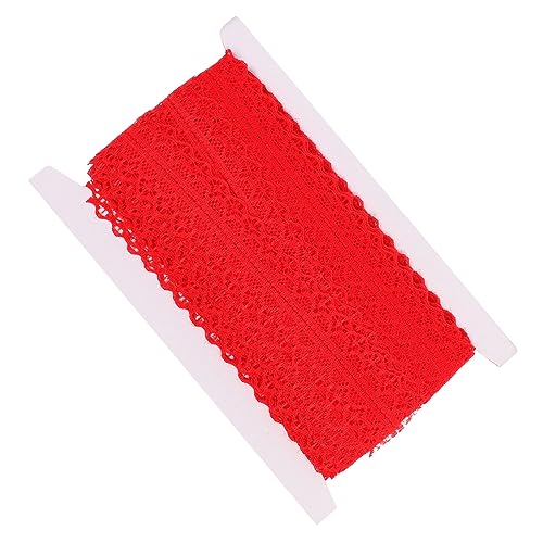 JEWEDECO 25 Spitze erröten Band weiße Vorhänge Stretch-Tischdecke Strickband Blumenapplikationen aus Stoff hochzeitsdeko wedding decoration Nähmaterial DIY-Zubehör Polyestergarn rot von JEWEDECO