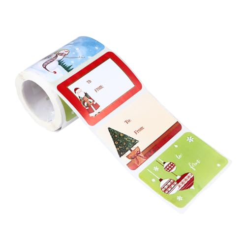 JEWEDECO 250 Stück Rolle Etiketten für Weihnachtsaufkleber Namensschilder für Weihnachtsgeschenke Gefälligkeiten für Weihnachtsfeiern weihnachtssticker kinder scheckheft Etikettenaufkleber von JEWEDECO