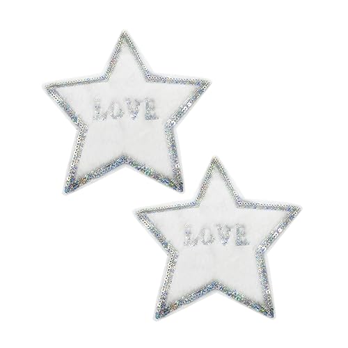 JEWEDECO 2St Liebe Stoffaufkleber Stoffkleber nähen bestickt Randbereich Stickmaschine Hose Pailletten Kleidungspatches DIY Kleidung Dekoration Kleidung Loch Patch Pailletten-Stoff-Patch von JEWEDECO